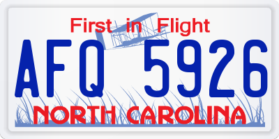 NC license plate AFQ5926
