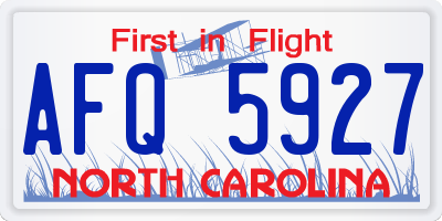 NC license plate AFQ5927