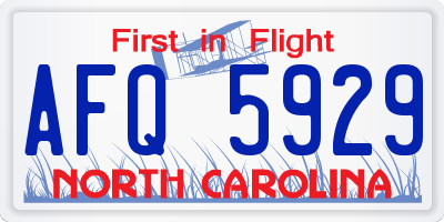 NC license plate AFQ5929