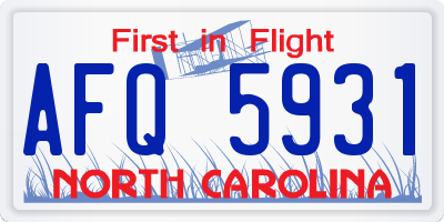 NC license plate AFQ5931