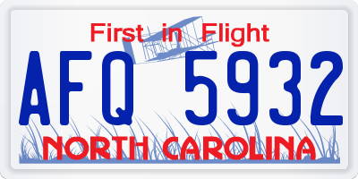 NC license plate AFQ5932