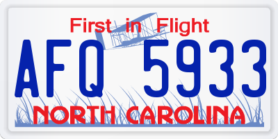 NC license plate AFQ5933