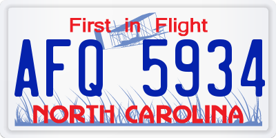 NC license plate AFQ5934