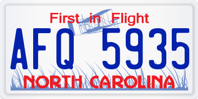 NC license plate AFQ5935