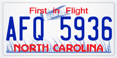 NC license plate AFQ5936
