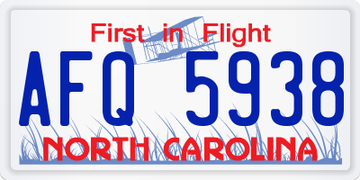 NC license plate AFQ5938