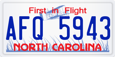 NC license plate AFQ5943