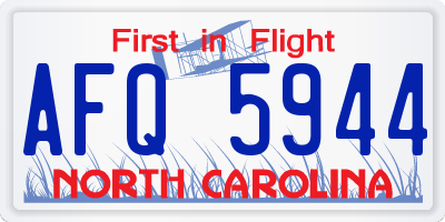 NC license plate AFQ5944