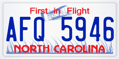 NC license plate AFQ5946