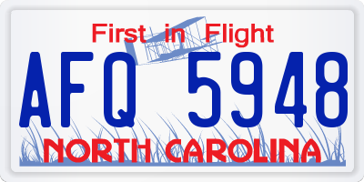 NC license plate AFQ5948