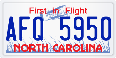 NC license plate AFQ5950