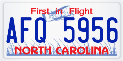 NC license plate AFQ5956