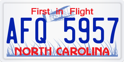 NC license plate AFQ5957