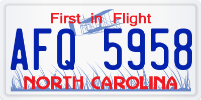 NC license plate AFQ5958