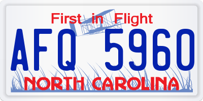 NC license plate AFQ5960