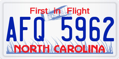 NC license plate AFQ5962