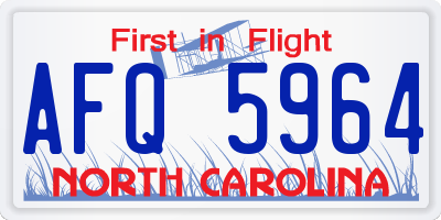 NC license plate AFQ5964