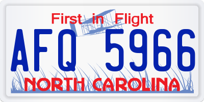 NC license plate AFQ5966