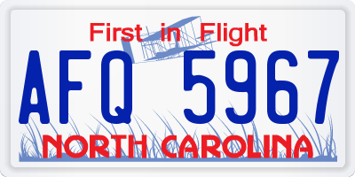 NC license plate AFQ5967