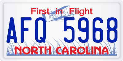 NC license plate AFQ5968