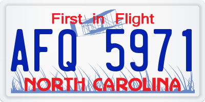 NC license plate AFQ5971