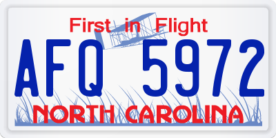 NC license plate AFQ5972
