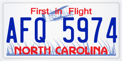 NC license plate AFQ5974