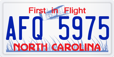 NC license plate AFQ5975