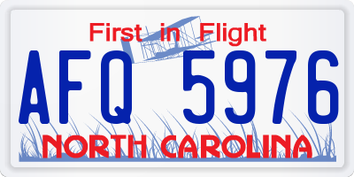 NC license plate AFQ5976