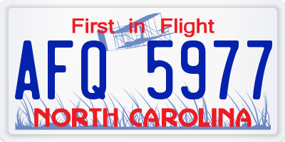 NC license plate AFQ5977