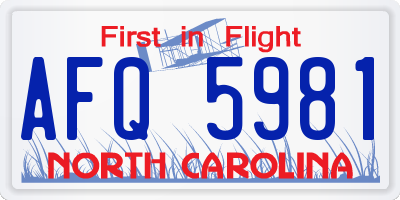 NC license plate AFQ5981