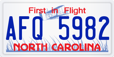 NC license plate AFQ5982
