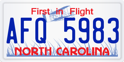 NC license plate AFQ5983