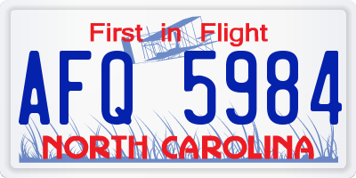 NC license plate AFQ5984
