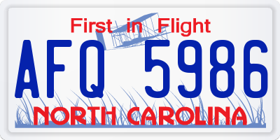 NC license plate AFQ5986