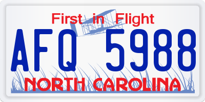 NC license plate AFQ5988