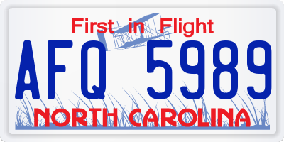 NC license plate AFQ5989