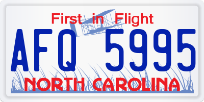 NC license plate AFQ5995