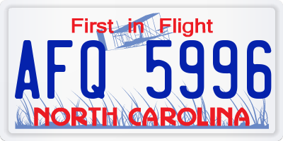 NC license plate AFQ5996