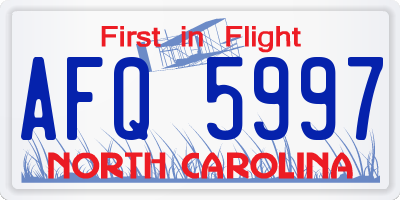 NC license plate AFQ5997