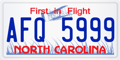 NC license plate AFQ5999