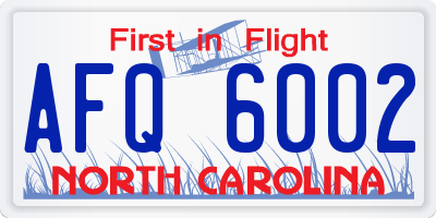 NC license plate AFQ6002
