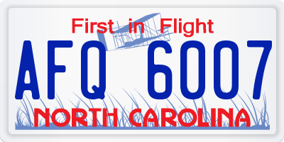 NC license plate AFQ6007
