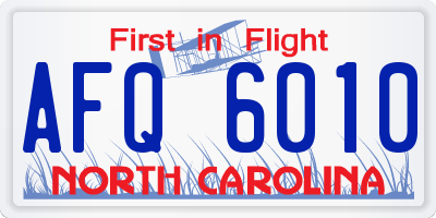 NC license plate AFQ6010
