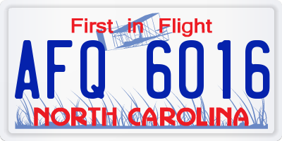 NC license plate AFQ6016