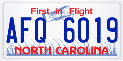 NC license plate AFQ6019