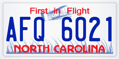 NC license plate AFQ6021