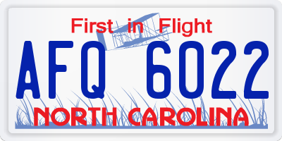 NC license plate AFQ6022