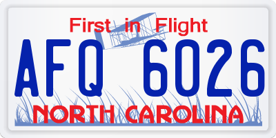NC license plate AFQ6026
