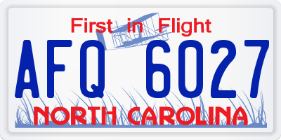 NC license plate AFQ6027